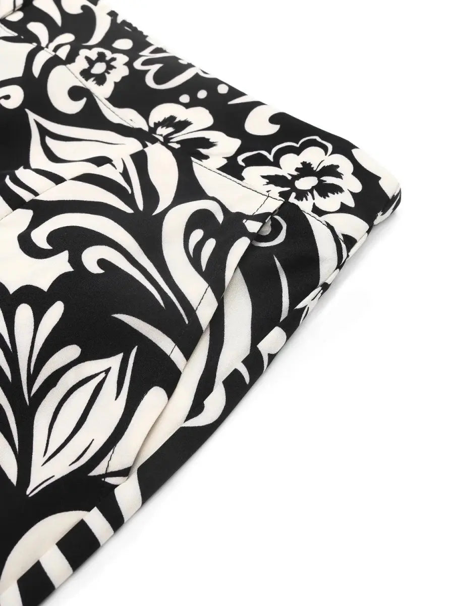 Stylish Printed Wide Leg Pants with Pockets and Buttons - Love Salve